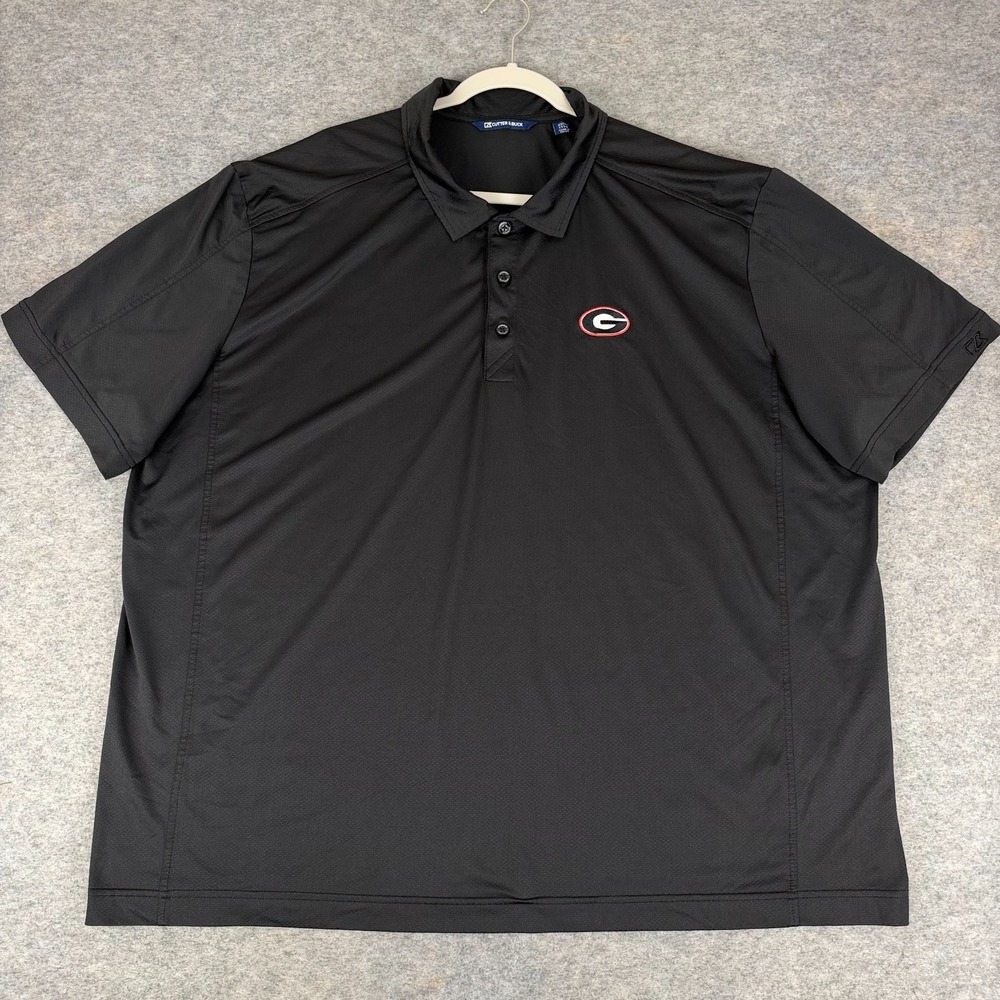 Cutter & Buck Georgia Bulldogs Polo Shirt Polyester Stretch Black Mens 3XL *